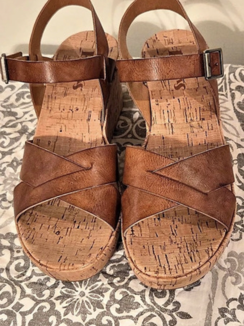 KORKS Brown Cork Wedge Sandals NEW SZ 9